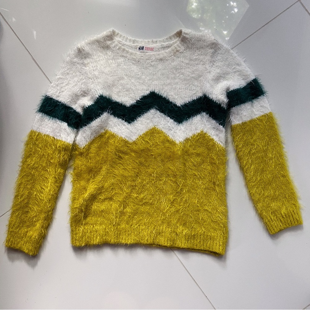 Fuzzy Green & White H&M Sweater